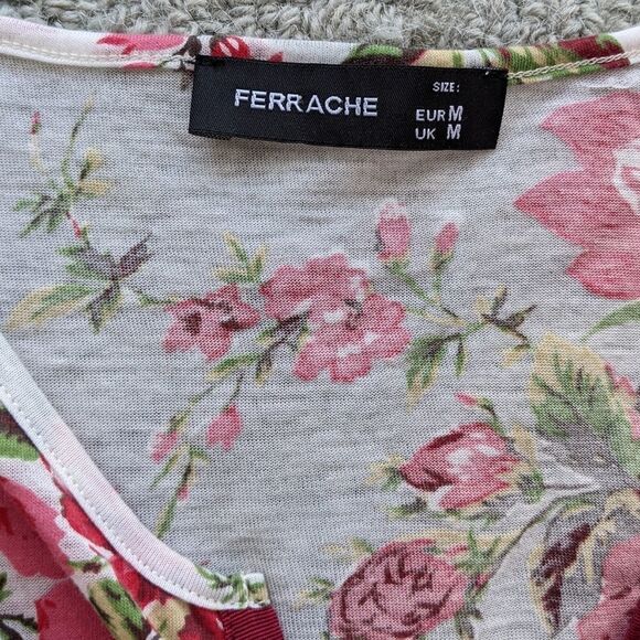 FERRACHE white floral button up cardigan pearl buttons Medium @O - Picture 3 of 8